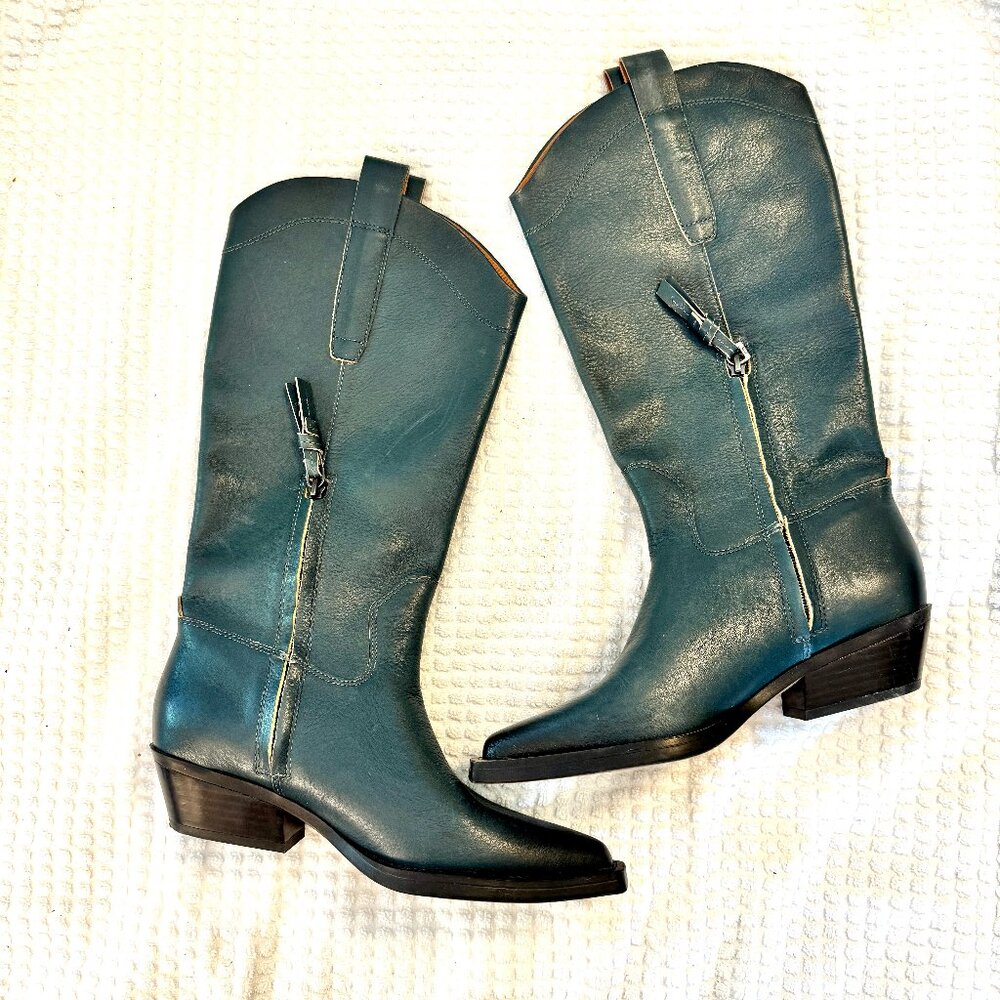 Awesome Teal Cowboy Western Boots Sz 8.5